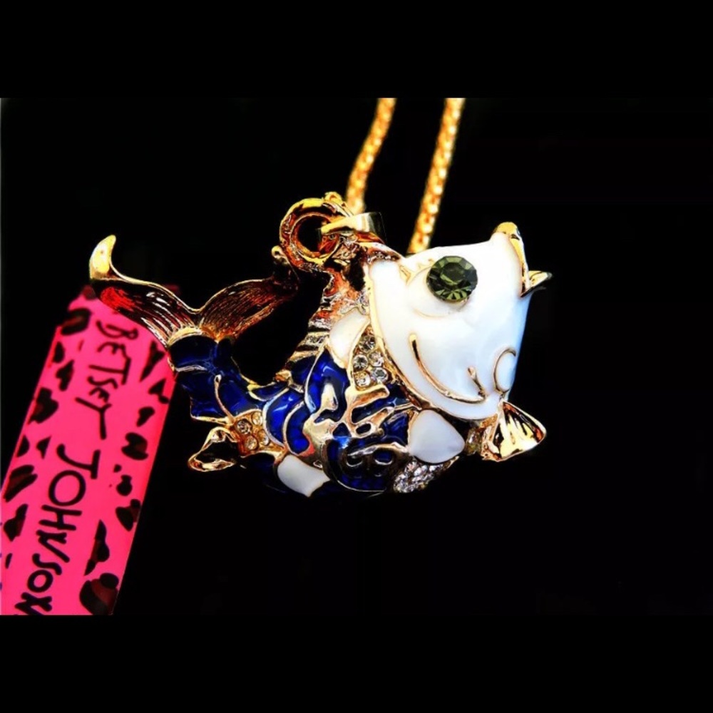 3D Crystal Koi Fish Pendant Necklace